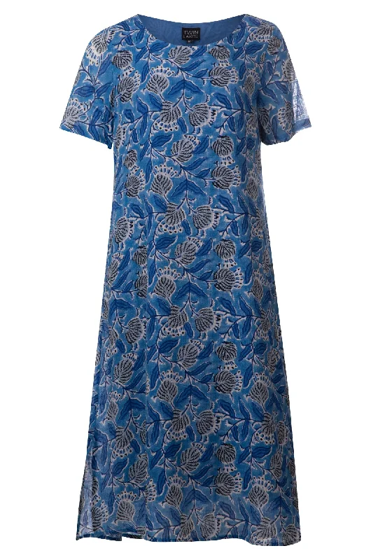 100% Cotton Dress with side splits | BLUES GARDEN | 6274A1