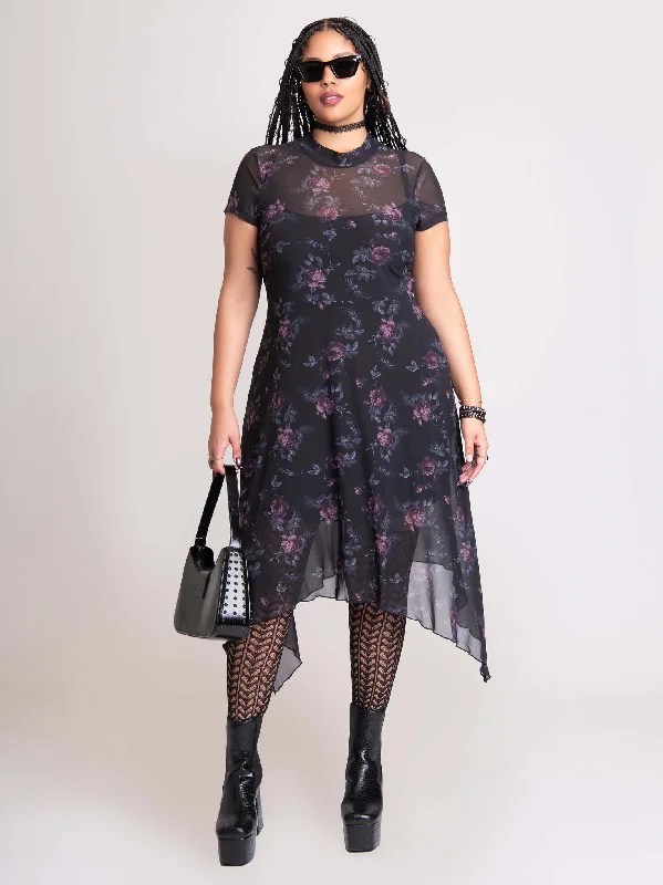 Floral Mesh Midi Dress