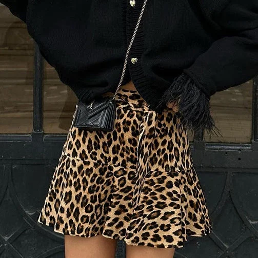 Fashion Vintage Leopard Print Short Skirt