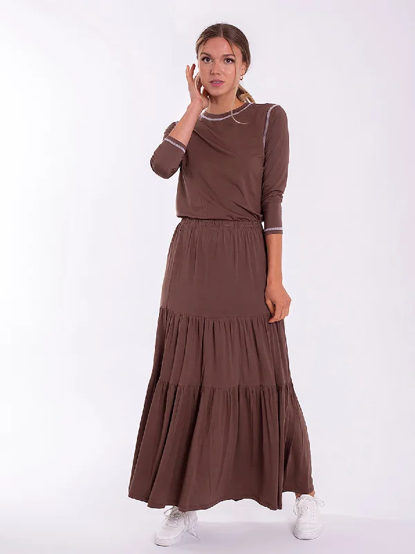 MONN Tiered Jersey Skirt