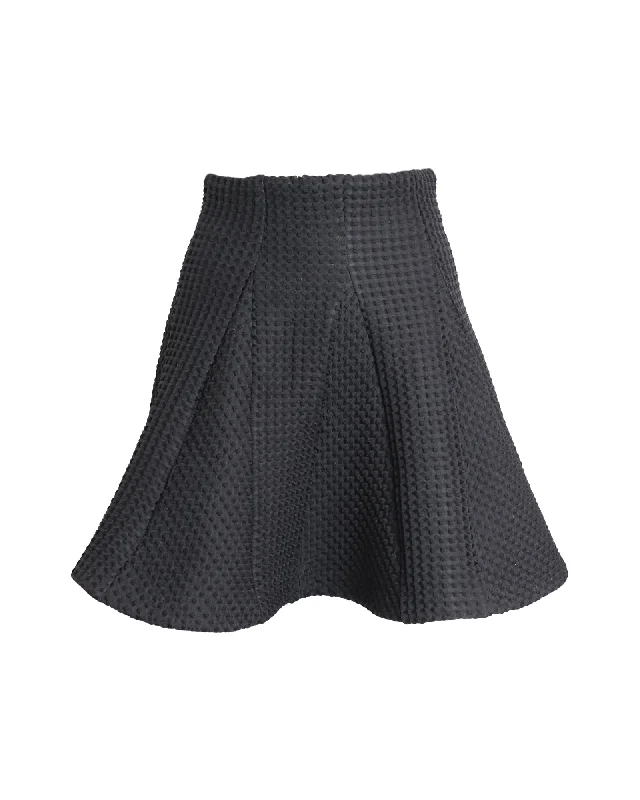 Maje Flared Mini Skirt in Black Polyester