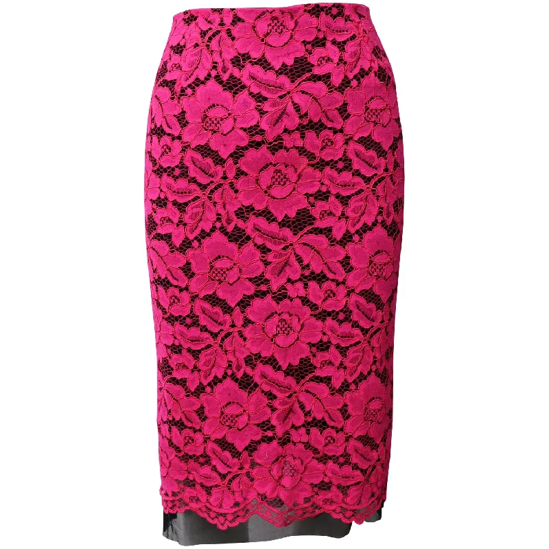 Sandro Paris Lace Midi Skirt in Pink Polyester