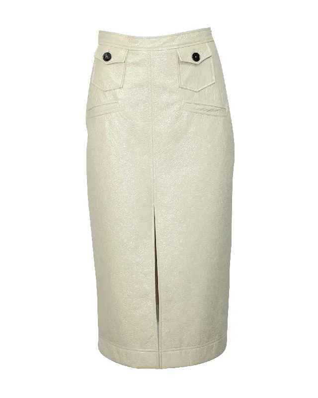 Alexa Chung Midi Pencil Skirt in White Cream PVC