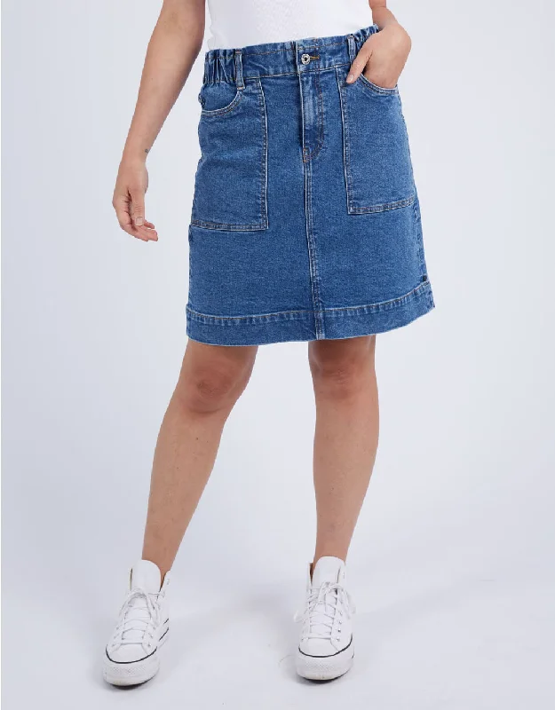 Atlas Denim Skirt - Dark Blue Wash