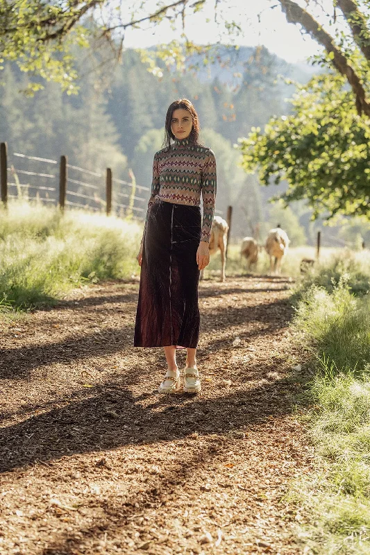 Velvet Slip Skirt-Burgundy