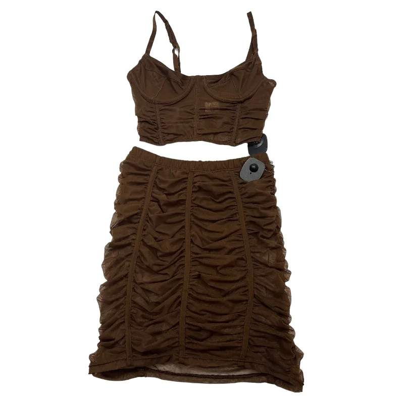 Brown Skirt Set 2pc Tic Toc, Size S